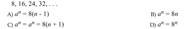 Find a formula for the nth term of the sequence.  <div style=padding-top: 35px> 