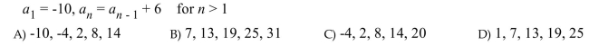 List the first five terms of the sequence.  <div style=padding-top: 35px> 