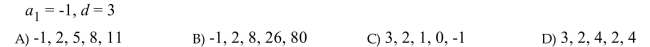 Write the first five terms of the arithmetic sequence.  <div style=padding-top: 35px> 