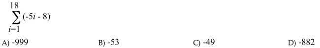 Find the sum of the arithmetic series.  <div style=padding-top: 35px> 