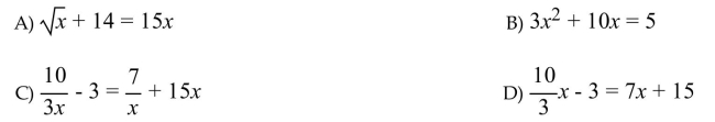 Which of the following is a linear equation?