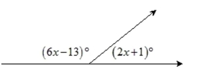Solve for x, and then find the measures of the two angles.   (Figure is not necessarily drawn to scale.)
