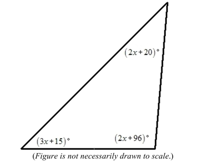 Solve for x and then use its value to find the measure of each angle.