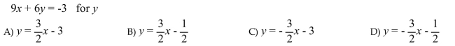 Solve for the indicated variable.