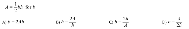 Solve for the indicated variable.