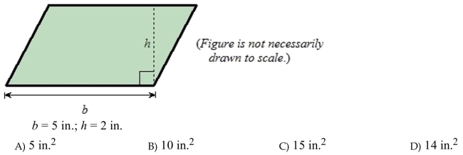 Find the area of the parallelogram. The measures of the dimensions are given below the figure.