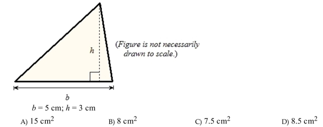 Find the area of the triangle. The measures of the dimensions are given below the figure.