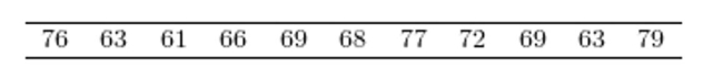 <strong>For the data set below,) </strong> A)76 B)43.5 C)63 D)61
