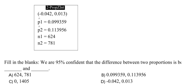 The following display from a TI-84 Plus calculator presents a 95% confidence interval for the n