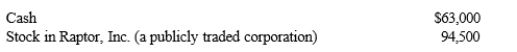 During the current year, Ralph made the following contributions to the University of Oregon (a qualified charitable organization) :   Ralph acquired the stock in Raptor as an investment 14 months ago at a cost of $42,000.Ralph's AGI for the year is $189,000.What is his charitable contribution deduction for the current year? A) $56,700 B) $63,000 C) $94,500 D) $157,500 E) None of these