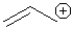 Which of the following best represents the LUMO of the propenyl cation shown below?   A)    B)    C)    D)   