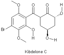 Indicate which bonds are rotatable in the heterocyclic molecule Kibdelone C shown below,ignoring methyl groups.  