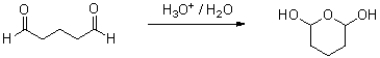Provide the mechanism for the following transformation of glutaraldehyde:  