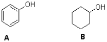 Which acid shown below is stronger and why?   A) A due to charge delocalization B) B due to charge delocalization C) A due to hybridization D) B due to hybridization