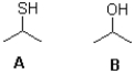 Which of the following best describes the molecules shown below?   A) A is the stronger base;B is the stronger acid. B) A is the stronger acid;B is the stronger base. C) A is the stronger base and the stronger acid. D) B is the stronger base and the stronger acid.