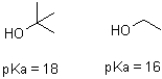 Tert-butanol is 100 times less acidic then ethanol (shown below).Explain why this is the case.  