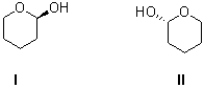 What best describes the relationship between I and II shown below?   A) identical molecules B) enantiomers C) diastereomers D) constitutional isomers