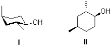 Convert the chair structure I into a line structure,and determine its stereochemical relationship to II shown below.  