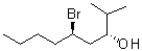 Identify the absolute configuration of the chiral centres in the following compound.  