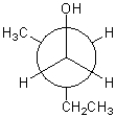 Which of the following represents a Newman projection of the molecule shown below?   A)    B)    C)    D)   