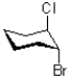 Which of the following represents the most stable conformation of cis-1-bromo-2-chlorocyclohexane? A)    B)    C)    D)   