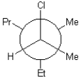 Which of the following is a Newman conformation of the structure shown below?   A)    B)    C)    D)   