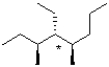Draw the Newman projection of the following molecule looking through the bond indicated by a *.  