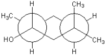 Convert the following Newman projection into both the possible chair conformations and the line-bond structure  