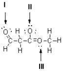 Figure 1   -Referring to Figure 1,what is the formal charge of the oxygen atom at II? A) +1 B) 0 C) -1 D) -2