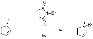 Show the mechanism for the three stages (initiation,propagation,and termination)of the following radical reaction.  