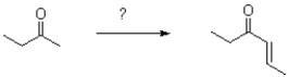 Which set of conditions will accomplish the following transformation?   A) 1) 1.05 eq.LDA,inverse addition -78°C 2) Ethanal 3) H<sub>3</sub>O<sup>+</sup>/heat B) 1) 0.98 eq.LDA -78°C to 0°C 2) Ethanal 3) H<sub>3</sub>O<sup>+</sup>/heat C) 1) 1 eq.NaOMe -78°C 2) Ethanal 3) H<sub>3</sub>O<sup>+</sup>/heat D) 1) 1 eq.NaOMe 20°C 2) Ethanal 3) H<sub>3</sub>O<sup>+</sup>/heat
