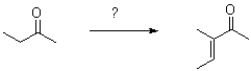 Which set of conditions will accomplish the following transformation?   A) 1) 1.05 eq.LDA,inverse addition -78 °C 2) Ethanal 3) H<sub>3</sub>O<sup>+</sup>/heat B) 1) 0.98 eq.LDA -78°C to 0°C 2) Ethanal 3) H<sub>3</sub>O<sup>+</sup>/heat C) 1) 1 eq.NaOMe -78°C 2) Ethanal 3) H<sub>3</sub>O<sup>+</sup>/heat D) 1) 1 eq.NaOMe 20°C 2) Ethanal 3) H<sub>3</sub>O<sup>+</sup>/heat