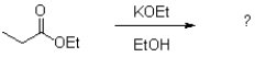 What is the product and mechanism of the self-condensation of ethylproponate under basic conditions (shown below)?  
