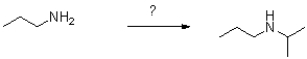 What conditions and reagents will best accomplish the following transformation?   A) 1) Propanone,H<sub>3</sub>O<sup>+</sup> 2) NaCNBH<sub>3</sub>,3) H<sub>3</sub>O<sup>+</sup> B) 2-Bromoproane,Et<sub>3</sub>N,DMF C) 2-Propanol,H<sub>3</sub>O<sup>+</sup> D) Ethanoic acid,DCC