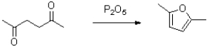 What is the role of P<sub>2</sub>O<sub>5</sub> in the reaction shown below?   A) to activate the carbonyl as an electrophile B) to deprotonate the ketone C) to bring the oxygens together for cyclization D) to absorb the resultant water formed in the reaction