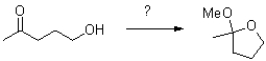 Which reagents are required to achieve the following transformation?   A) HCl<sub>(trace) ,</sub> H<sub>2</sub>O B) HCl<sub>(trace) ,</sub> MeOH C) HCl<sub>(trace) ,</sub> H<sub>2</sub>O,MeOH D) HCl<sub>(trace) ,</sub>