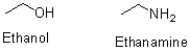 Which of the following is the stronger nucleophile and why?   A) Ethanol is stronger because oxygen is more electronegative than nitrogen. B) Ethanamine is stronger because nitrogen is less electronegative than oxygen. C) Ethanol is stronger because oxygen has a smaller atomic radius than nitrogen. D) Ethanamine is stronger because nitrogen has a larger atomic radius than oxygen.