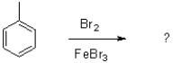 Which of the following best describes FeBr<sub>3</sub> in the reaction shown below?   A) Lewis acid B) Lewis base C) solvent D) nucleophile