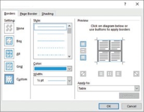   The figure shown above depicts the ________. A) Borders gallery B) Captions dialog box C) Borders and Shading dialog box D) Captions gallery