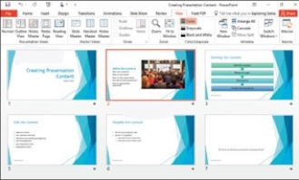   The figure shown above depicts PowerPoint's ________ view. A) Slide Sorter B) Presenter C) Reading D) Normal