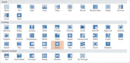   The object shown in the figure above is the ________. A) Transition pane B) Animations pane C) Transition Gallery D) Animations Gallery
