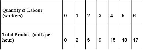   -The table above shows the total product schedule for The X Firm. Increasing marginal returns occur until the ________ worker because ________. A)  4th; the marginal product of the 4th worker exceeds the 3rd worker, but not the 5th worker B)  5th; output declines with the 6th worker C)  5th; output is maximised D)  4th; the average product of labour is also increasing E)  3rd; the average product of labour is also increasing