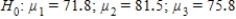 <strong>Professor wants to know whether her students have equally absorbed the themes of the learning term. During the term she conducted three in-class tests. The average scores of students were 71.8, 81.5 and 75.8 (with maximum of 100 points). Using the information above answer the question how should the professor define the difference between the three average in-class test scores.</strong> A)Professor should set the null hypothesis   and conduct an F test. B)Professor should set the null hypothesis   and conduct an F test. C)Professor should set the null hypothesis   and conduct an F test. D)Professor should set the null hypothesis   and conduct an F test. <div style=padding-top: 35px> 