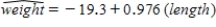 A random sample of steelhead trout was selected; the length of the trout in inches and the weight of the trout in pounds were measured. Fitting the simple linear regression model gave the estimated regression equation   . a)How would you interpret b = 0.976? b)Substituting x = 30 gives   = 9.98. Give two different interpretations of this number. c)What happens if you predict the weight of an 18-inch trout? In a few sentences, explain why do you think this has occurred. d)The value of r<sup>2</sup> is not presented here, but explain how you would interpret r<sup>2</sup> in the context of this problem.
