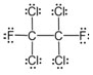 The molecular formula for this compound is:   A)  CFCl<sub>2</sub> B)  C<sub>2</sub>F<sub>2</sub>Cl<sub>4</sub> C)  C<sub>2</sub>(FCl) <sub>3</sub> D)  CF<sub>2</sub>(Cl<sub>2</sub>) 