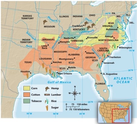 According to Map 13.2: The Agricultural Economy of the South, 1860 ...