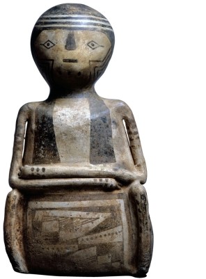 What can historians learn about the Anasazi people from their effigy figures?   A)  That the Anasazi demonstrated sophisticated pottery methods B)  That human effigies were extremely common among the Anasazi C)  That the Anasazi people held unique burial practices that were not found elsewhere in America D)  That the Anasazi were a warlike people