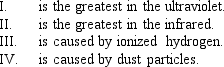 The extinction of starlight due to the interstellar medium   A)  I & III B)  II & III C)  I & IV D)  II & IV E)  only IV
