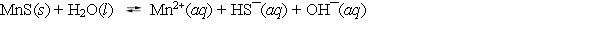 Consider the dissolution of MnS in water (K<sub>sp</sub> = 3.0 * 10¯<sup>14</sup>) .   How is the solubility of manganese(II)  sulfide affected by the addition of aqueous potassium hydroxide to the system? A)  The solubility will be unchanged. B)  The solubility will decrease. C)  The solubility will increase. D)  The amount of KOH added must be known before its effect can be predicted. E)  The pK<sub>a</sub> of H<sub>2</sub>S is needed before a reliable prediction can be made.