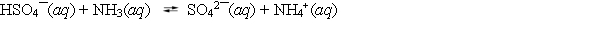 The acid dissociation constant K<sub>a</sub> equals 1.26 *10¯<sup>2</sup> for HSO<sub>4</sub>¯ and is 5.6 *10¯<sup>10</sup> for NH<sub>4</sub><sup>+</sup>. Which statement about the following equilibrium is correct?   A)  The reactants will be favored because ammonia is a stronger base than the sulfate anion. B)  The products will be favored because the hydrogen sulfate ion is a stronger acid than the ammonium ion. C)  Neither reactants nor products will be favored because all of the species are weak acids or bases. D)  The initial concentrations of the hydrogen sulfate ion and ammonia must be known before any prediction can be made. E)  This reaction is impossible to predict, since the strong acid and the weak base appear on the same side of the equation.